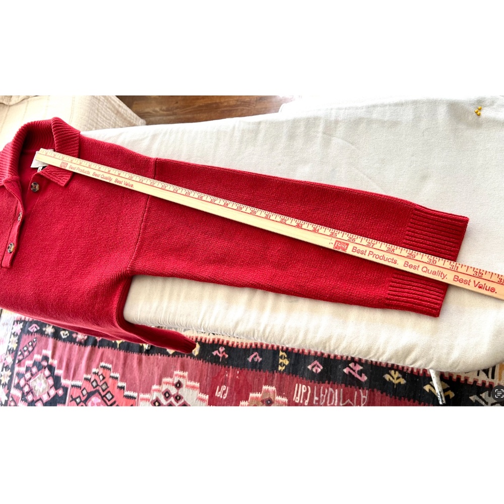 REFORMATION Brooklyn Organic Cotton Polo Sweater in Sundried Tomato - S - Picture 12 of 13